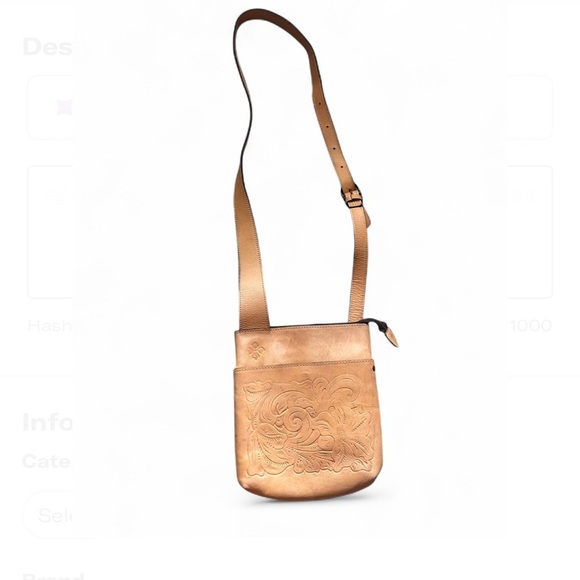 Patricia Nash Tan Crossbody Bag Tooled Floral Leather Classic Minimalist Western - Picture 1 of 10